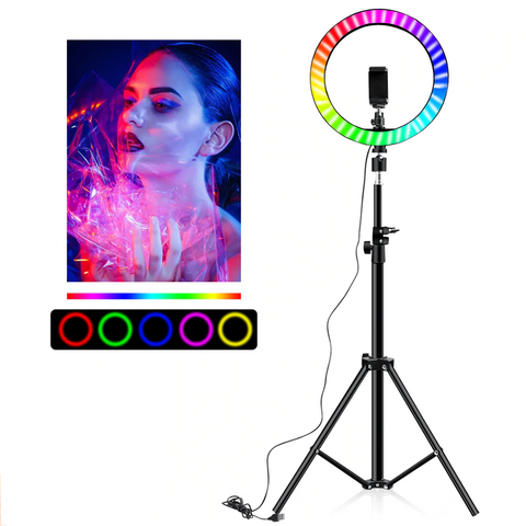 10" RGB Ring Light Ttripod 26 Colors Selfie Ring Light with Stand
