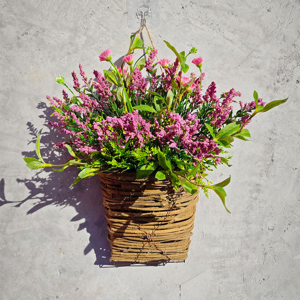 Wildflower Pink Basket Wreath Spring Summer