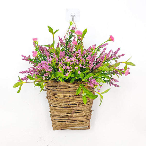 Wildflower Pink Basket Wreath Spring Summer