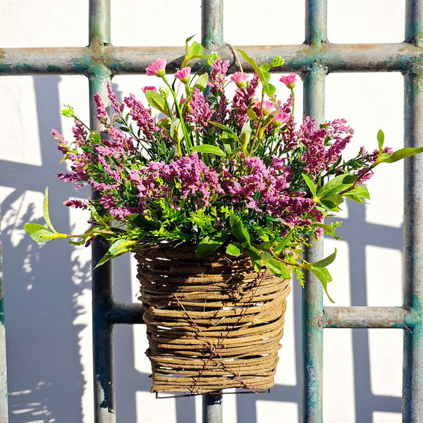 Wildflower Pink Basket Wreath Spring Summer