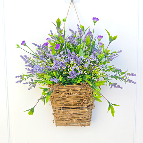Wildflower Purple Basket Wreath Spring Summer