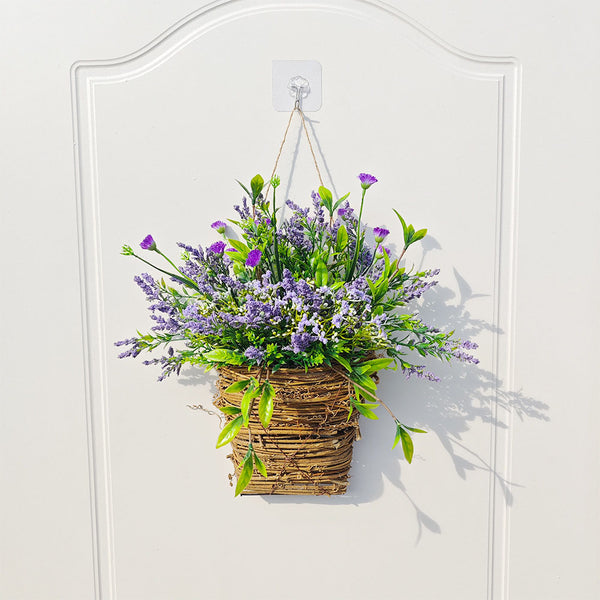 Wildflower Purple Basket Wreath Spring Summer