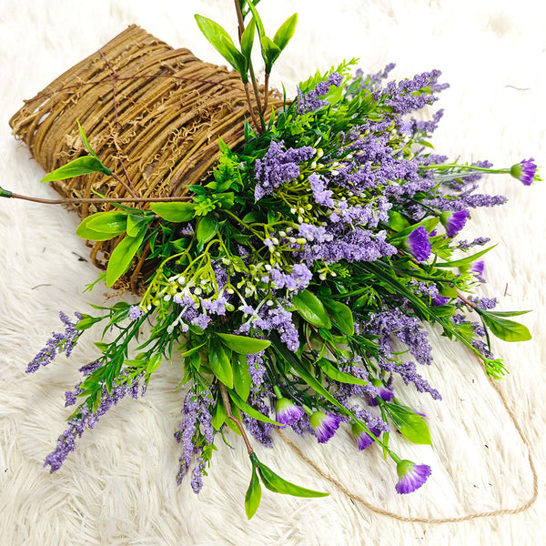 Wildflower Purple Basket Wreath Spring Summer