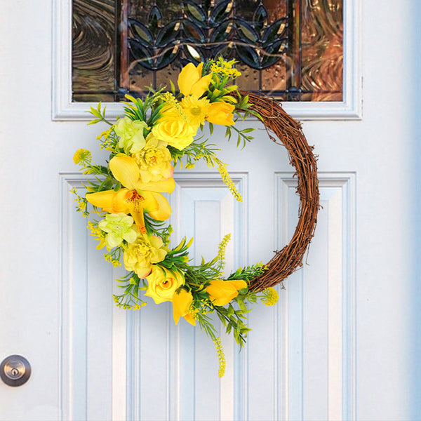 Yellow Rose Vine Floral Wreath Spring Summer