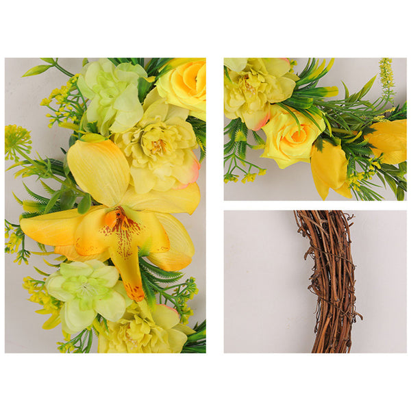 Yellow Rose Vine Floral Wreath Spring Summer