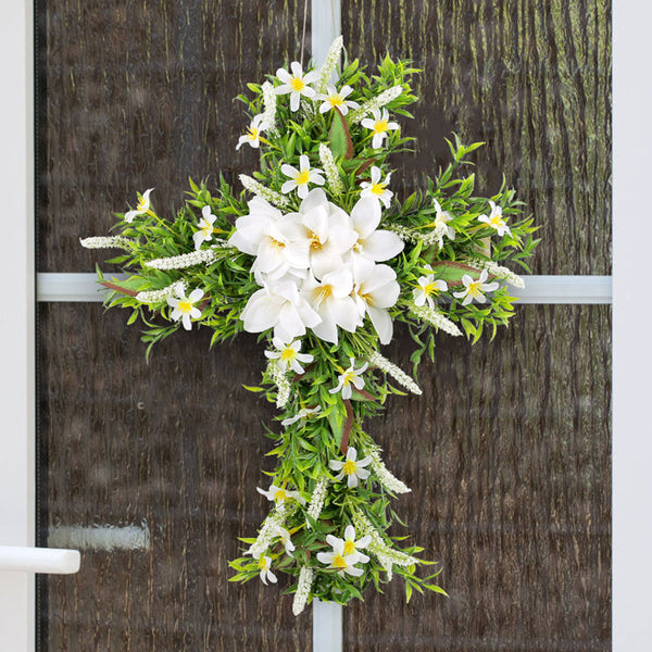 Easter Lily Cross Wreath Spring