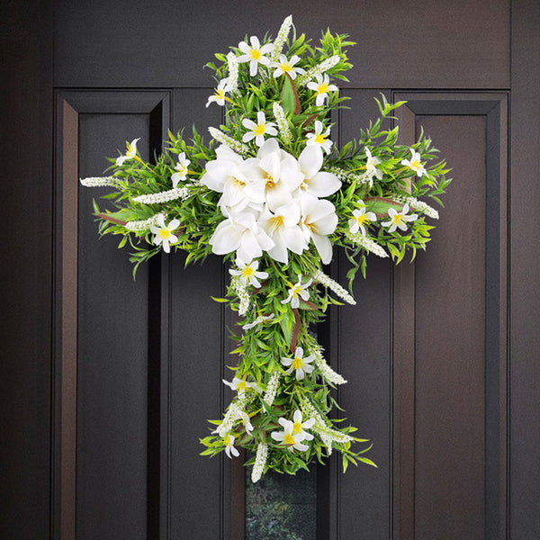 Easter Lily Cross Wreath Spring