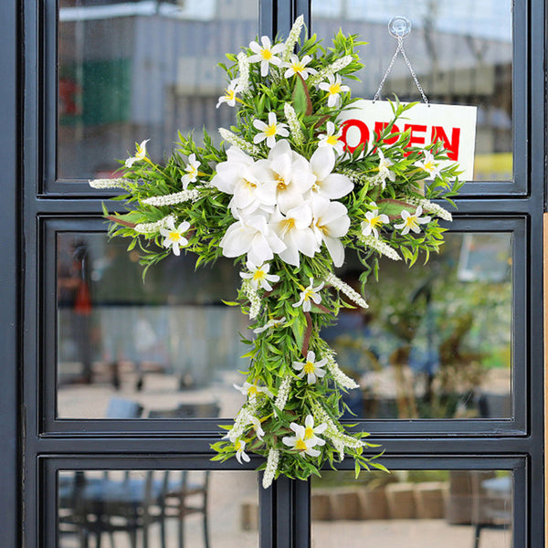 Easter Lily Cross Wreath Spring