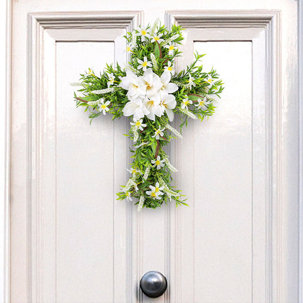 Easter Lily Cross Wreath Spring