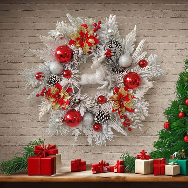 Reindeer Christmas Winter Wreath