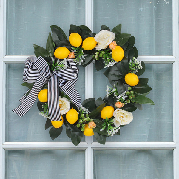 Striped Bow Lemon Wreath