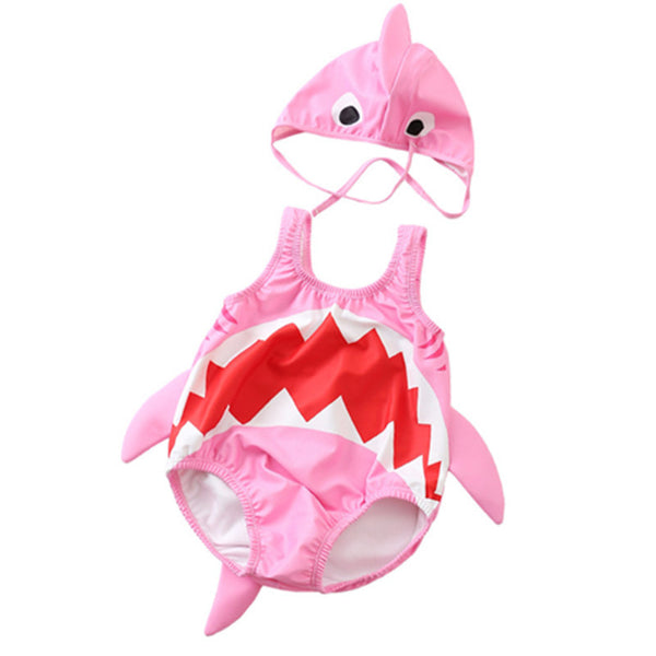Girl Boy Swimsuits Bikini Cartoon 3D Shark Swimwear Bathing