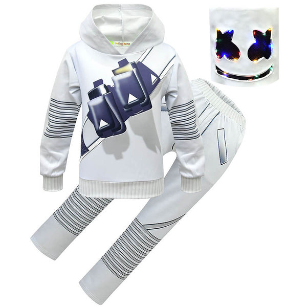 Adults Marshmallow Costume DJ Rock Music Party Halloween Cosplay Outfit