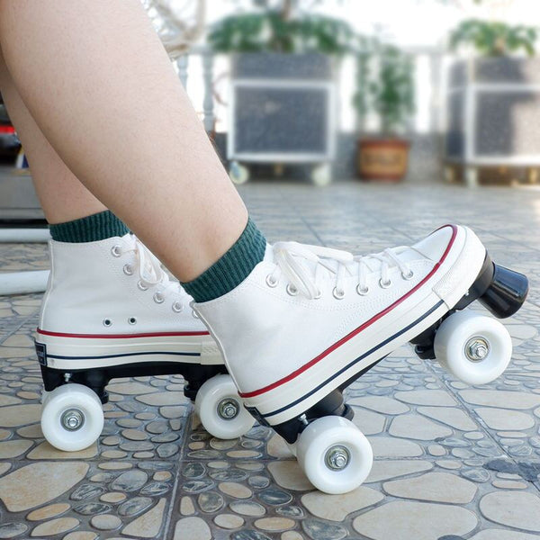 White Canvas Roller Skates