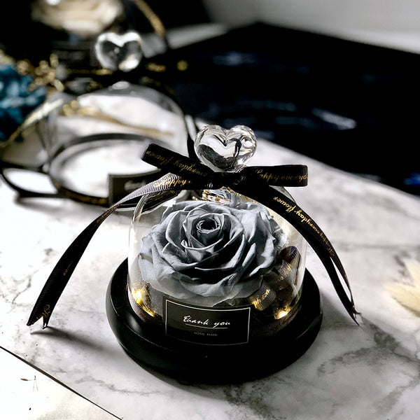 Forever rose flower in flask led glass dome valentines day gift