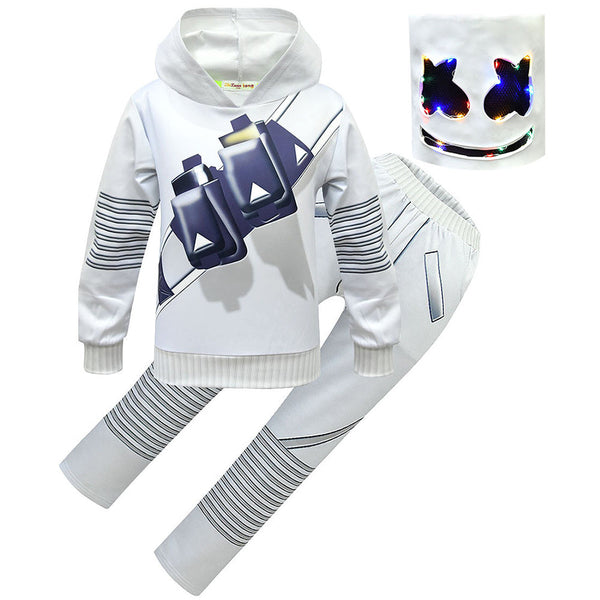 DJ Marshmallow Costume Light-up LED Helmet Halloween Marsh-mello Cosplay Outfit DJ Sets