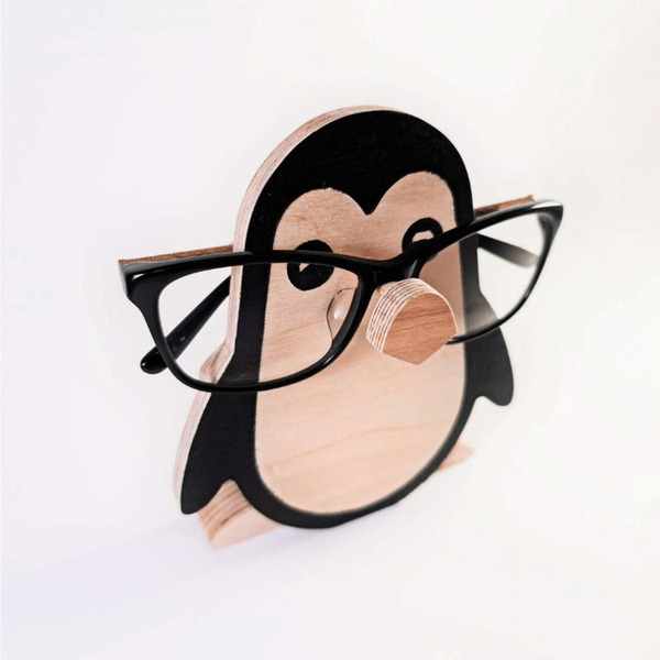 Penguin Glasses Stand Desk organizer Desk accessory Wood Gift for her