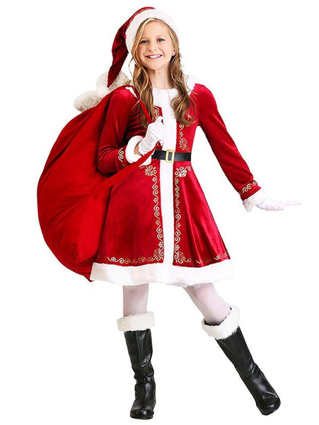 Deluxe Father Christmas & Halloween Outfit Santa Costume For Kids