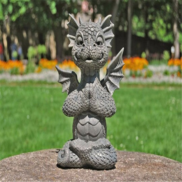 Garden Dragon Meditated Statue Inner Peace Garden  Decorative Lamp