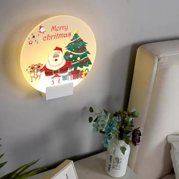 LED Wall Lamps Acrylic Round Light Christmas Ornament Indoor Holiday Decor