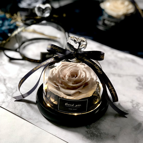 Forever rose flower in flask led glass dome valentines day gift