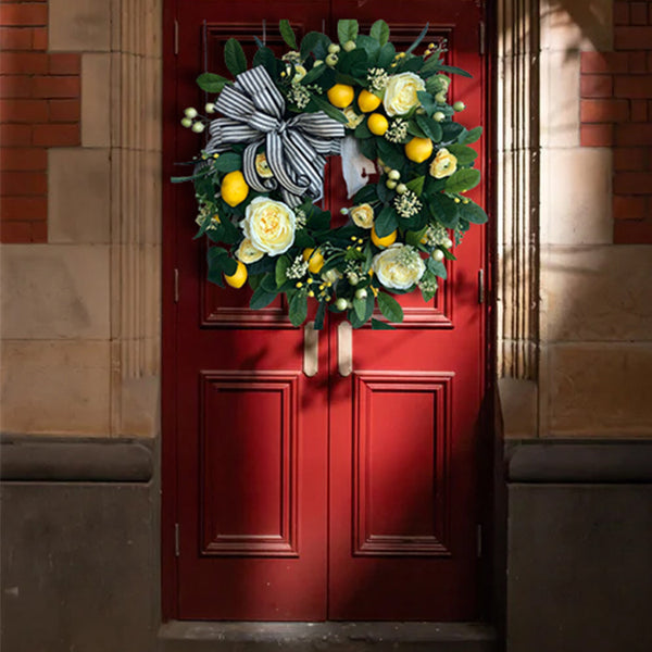 Yellow Rose Lemon Spring Summer Wreath For Front Door