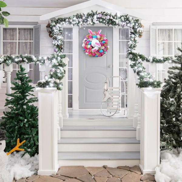 1PC Easter Door Bunny Wreath Easter Spring Outdoor Indoor Hanging Wreath Home Craft Supplies