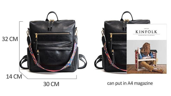 Vintage Large Faux Leather Travel Backpack