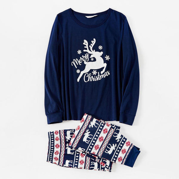 Plus Size Christmas Santa Wearing Sunglasses and Letters Print Black Family Matching Long-sleeve Pajamas Sets