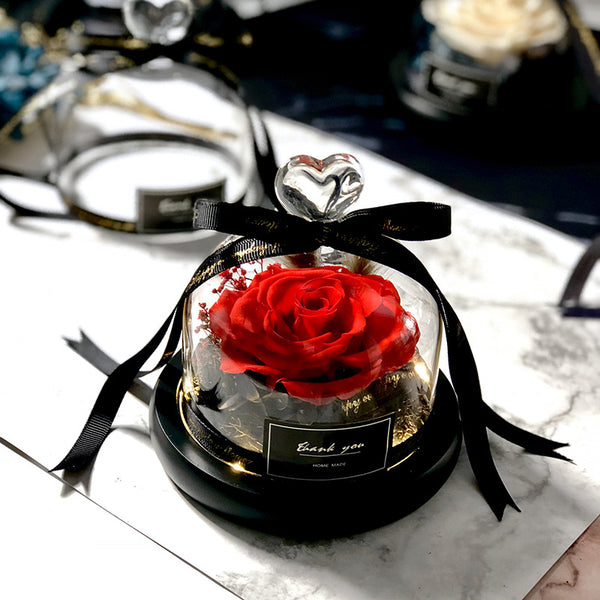 Forever rose flower in flask led glass dome valentines day gift