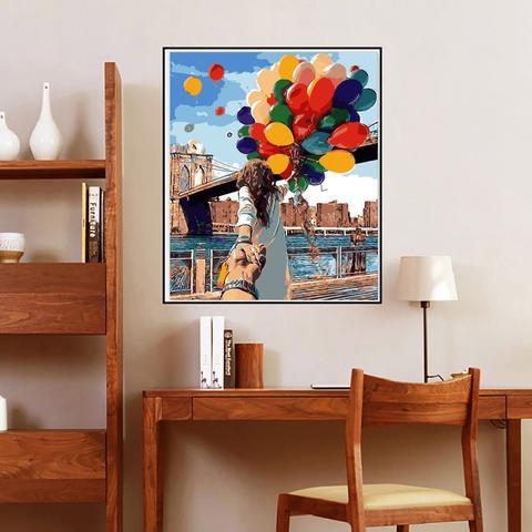 DIY Paint by Numbers Kit for Adults - Girl with Balloons