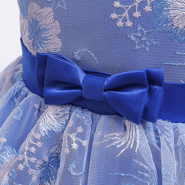 Baby Girls Fashion Party Dress Belted Floral Sleeveless Wedding Bridesmaid Dress