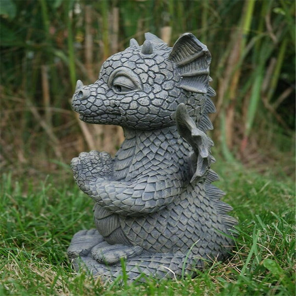 Garden Dragon Meditated Statue Inner Peace Garden  Decorative Lamp