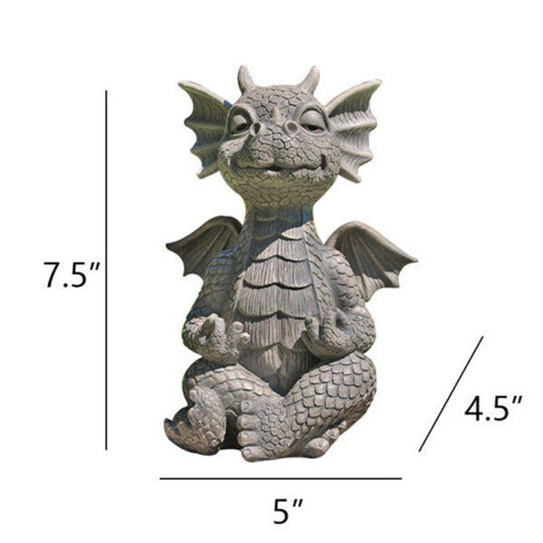 Garden Dragon Meditated Statue Inner Peace Garden  Decorative Lamp