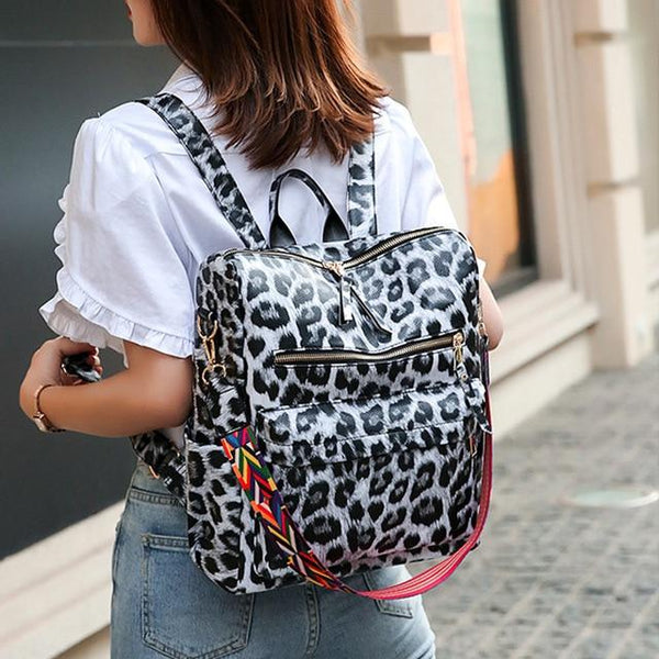 Vintage Large Faux Leather Travel Backpack