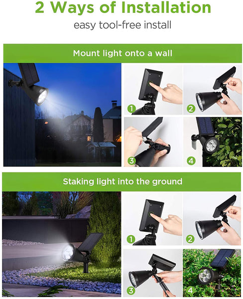 Solar Lights Outdoor, Waterproof Solar Powered Landscape Spotlights 2-in-1 Wall Light Decorative Lighting , 4 Pack