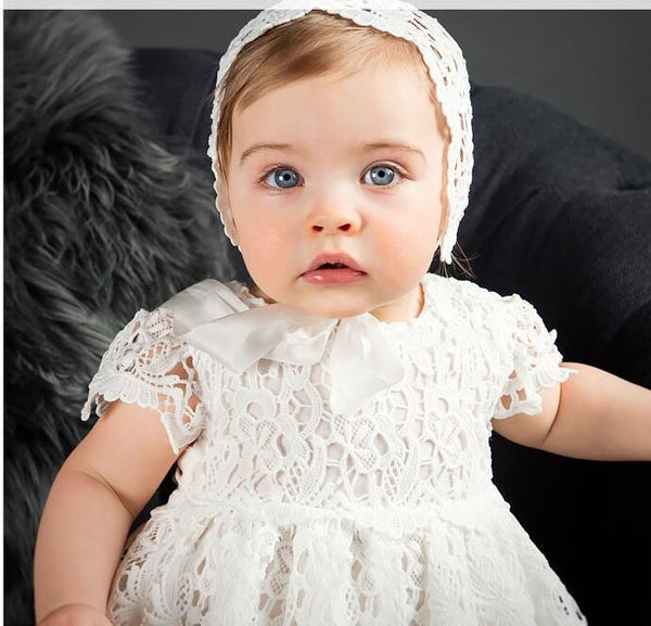 Baptism Infant Baby Girl Dresses Christening Dresses First Birthday Outfits with Bonnet
