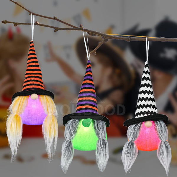Halloween Gnome Hanging With Lights For Holiday Decoration