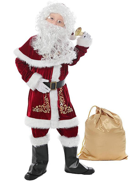 Deluxe Father Christmas & Halloween Outfit Santa Costume For Kids