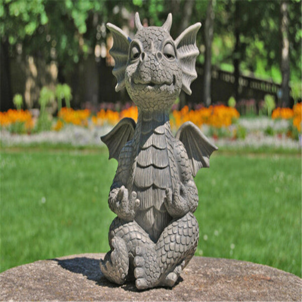 Garden Dragon Meditated Statue Inner Peace Garden  Decorative Lamp