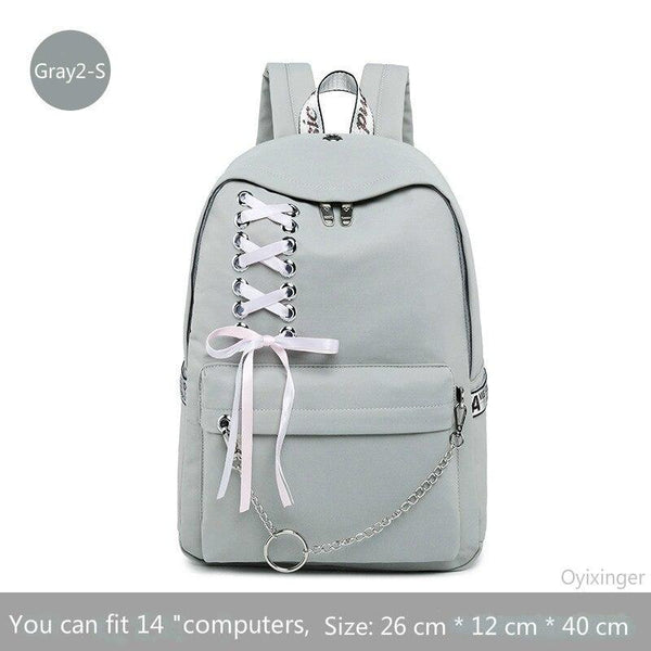 Girl Schoolbag Female Students Laptop Backpack Kids School Bags For Teenage Girls Women Gray Backpacks