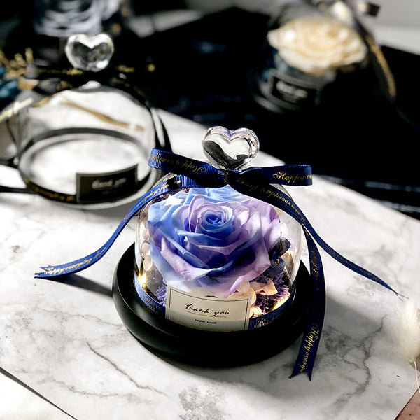 Forever rose flower in flask led glass dome valentines day gift