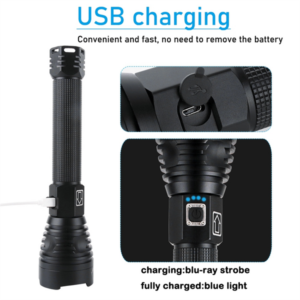 Powerful Flashlight, Outdoor Waterproof Flashlight, High Lumens Turn on Flashlight
