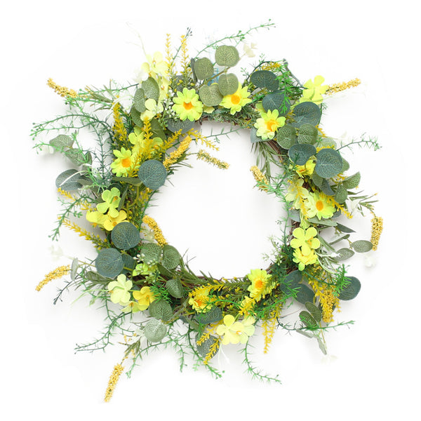 Yellow Winter Jasmine Eucalyptus Leaf Spring Wreath
