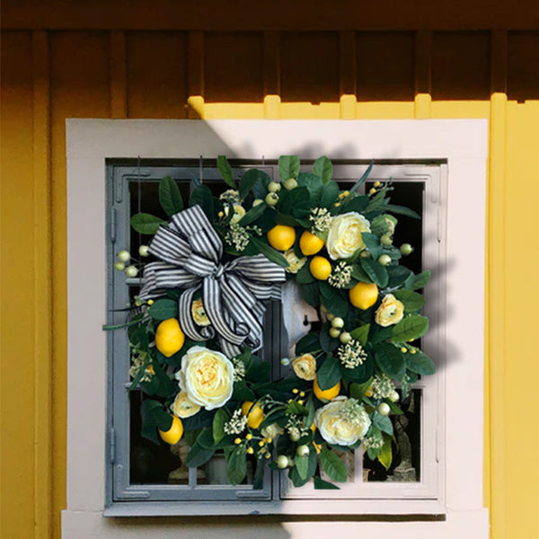 Yellow Rose Lemon Spring Summer Wreath For Front Door
