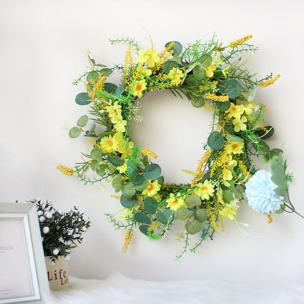 Yellow Winter Jasmine Eucalyptus Leaf Spring Wreath