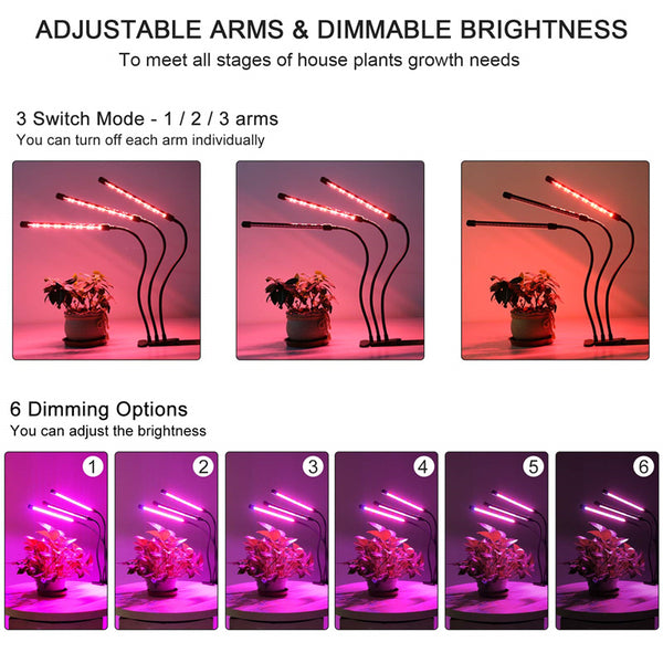 Grow Lights Plant Light for Indoor Plants Lamps Auto ON/Off Timer LED Grow Light