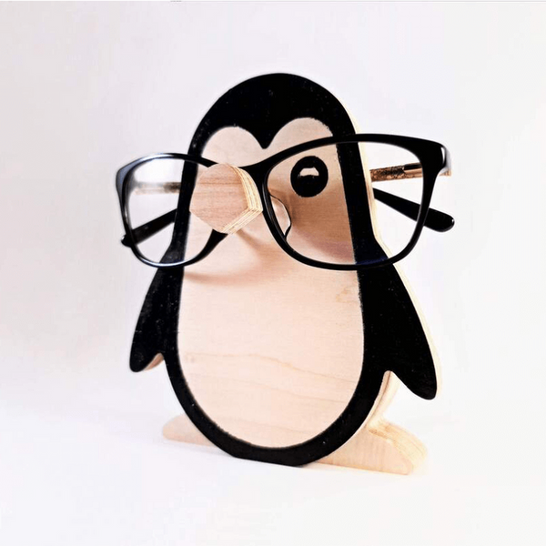 Penguin Glasses Stand Desk organizer Desk accessory Wood Gift for her