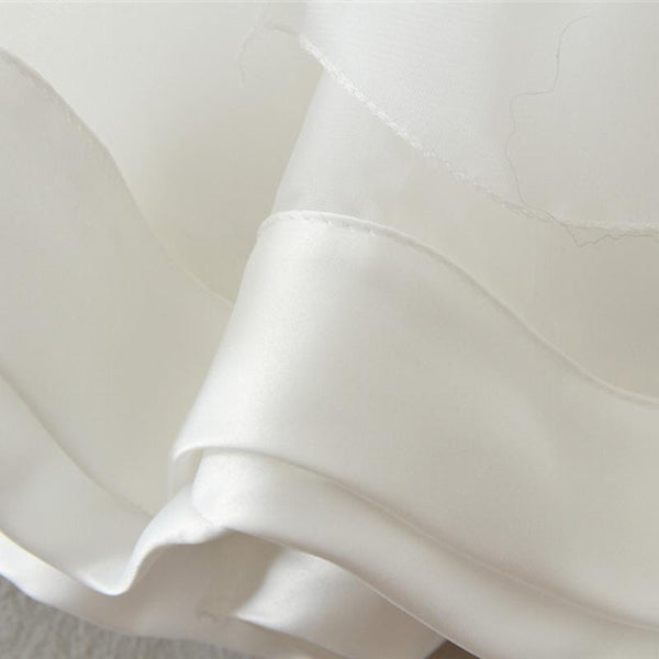 Cute Baby Girl Party Dress Stylish White Flower Dress 1st Birthday Lace Tulle Dress
