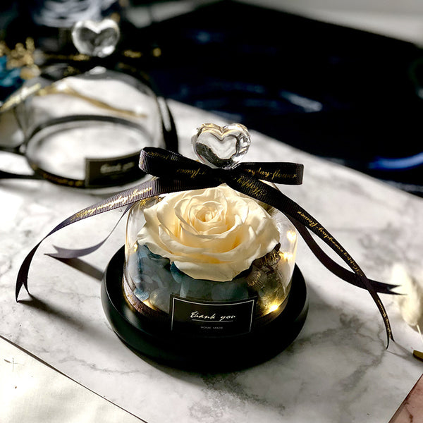 Forever rose flower in flask led glass dome valentines day gift